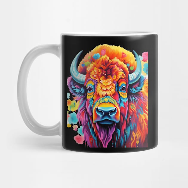 Bison Colorful American Bison by Ross Holbrook
